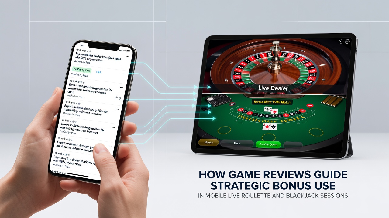Mobiele live roulette en blackjack interfaces met bonusinformatie