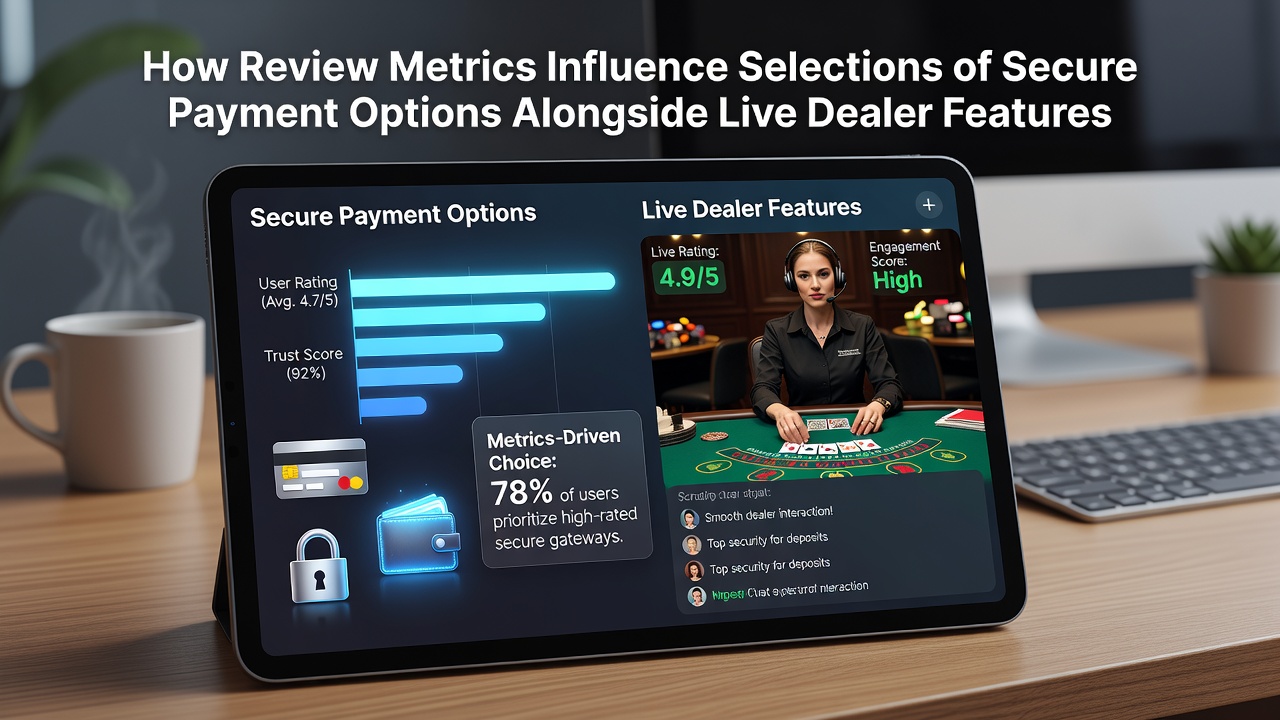 Grafiek met review scores die invloed tonen op selectie van betaalmethoden naast live dealer spellen