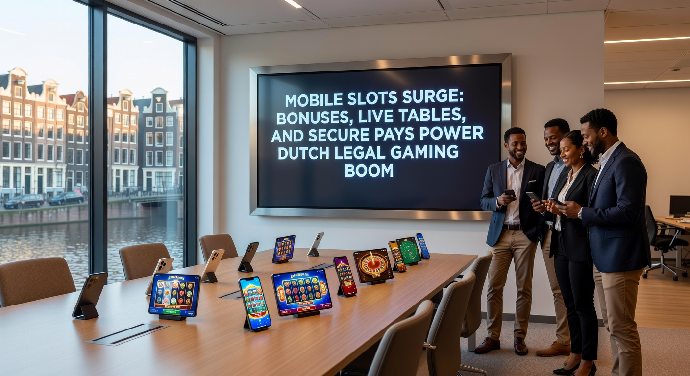 Grafiek met stijgende lijnen van mobiele gokactiviteit in Nederland, bonussen en veilige betaaliconen zoals iDEAL en creditcards