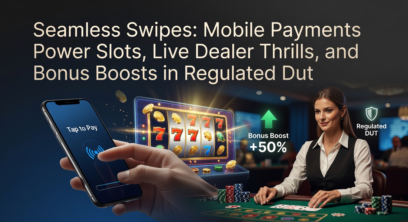 Live dealer blackjack tafel op mobiel scherm met overlay van een succesvolle mobiele swipe-betaling en bonusmelding in een Nederlands casino